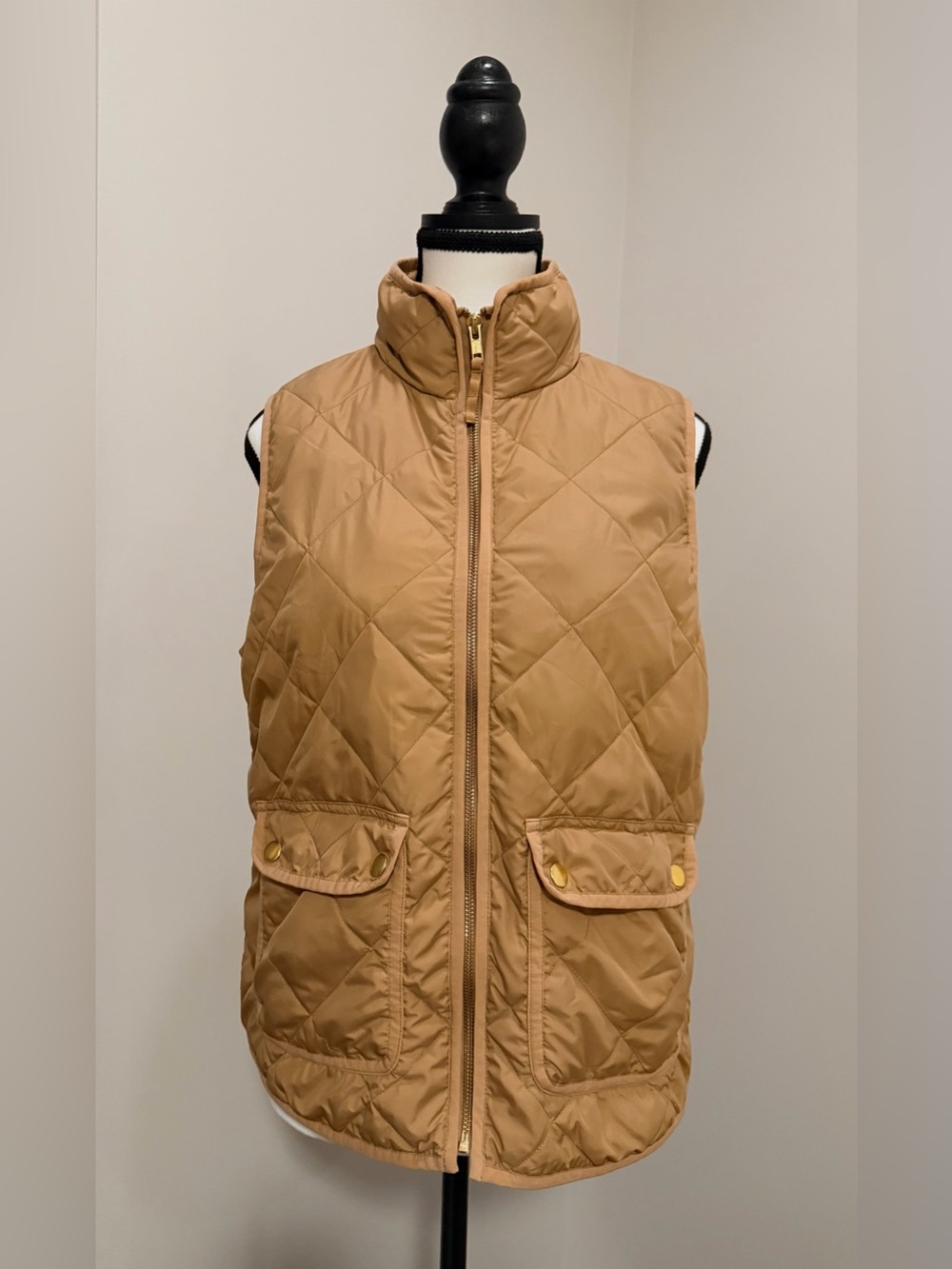 J.Crew Excursion Quilted Down Vest – Camel Tan – Size S Women’s